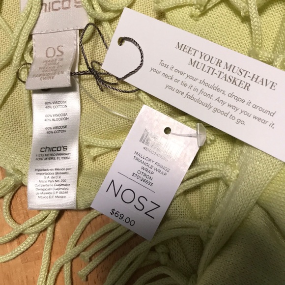 Fringe triangle wrap Chico’s citron light lime - Picture 2 of 3